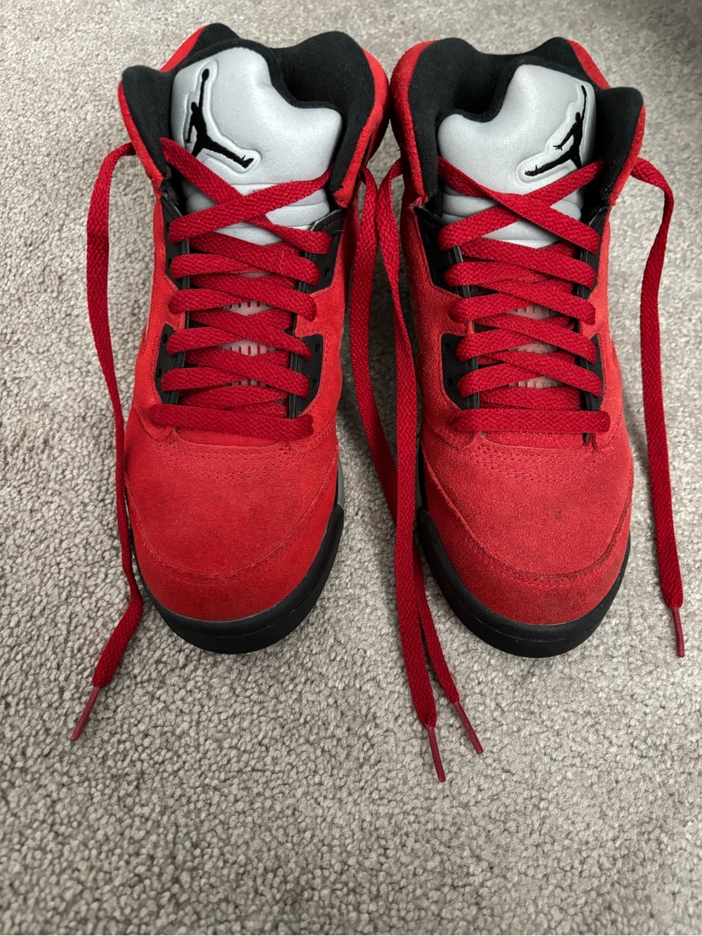 Nike Red and Black Jordan’s Suede Retro Basketball Sneakers